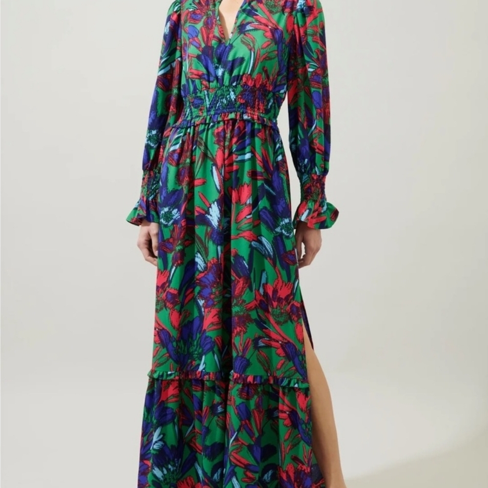 Sugarlips Vibrant Floral Long Sleeve Dress